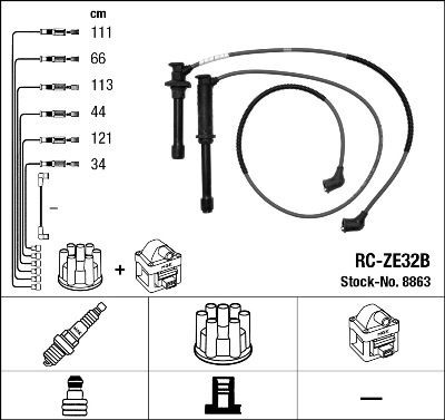 Ignition Cable Kit NGK 8863 NGK 8863 2000 MAZDA XEDOS ignition leads replacement