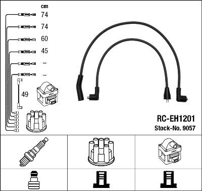 NGK Tennplugg kabelsett 9057 Pluggledninger NGK Honda CITY 9057