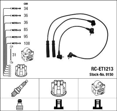 Tennplugg kabelsett NGK 9150 NGK 9150: Pluggledninger Toyota 4 RUNNER 2013