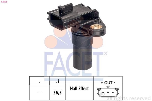 FACET Sensor, omdrejningstal 9.0775 Krumtap sensor Fiat 178DX 9.0775 FACET