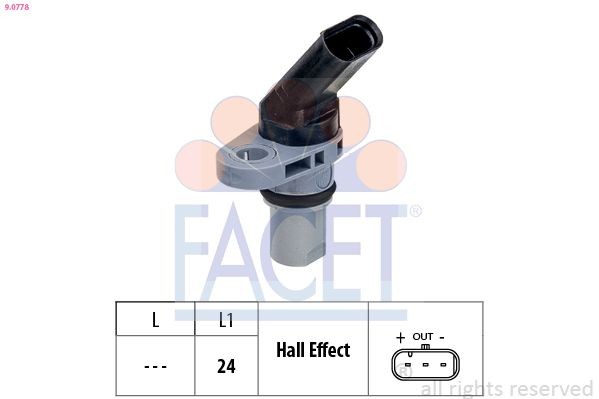 FACET Sensor, rotações 9.0778 Gerador de impulsos cambota Audi 8J9 9.0778 FACET