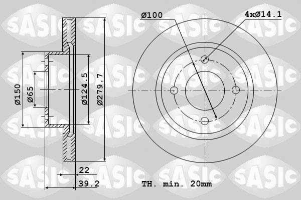 SASIC Bremsscheibe 9004876J Bremsscheiben SASIC Volkswagen FOX 9004876J