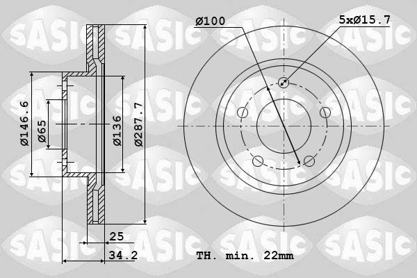 SASIC Brake disc 9004880J Škoda OCTAVIA SASIC brake discs 9004880J