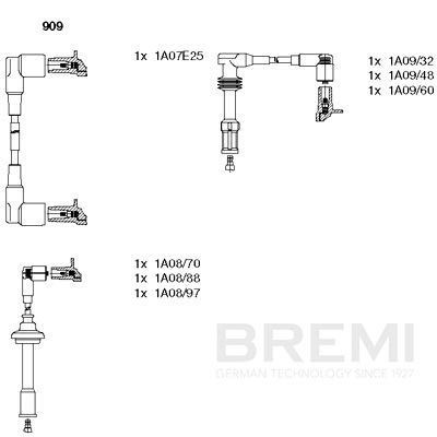 BREMI Tennplugg kabelsett 909 Pluggledninger BREMI 155 909 billige