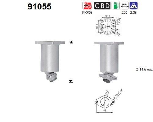 Catalisador AS 91055 AS 91055: Pre-catalizador Suzuki WAGON R+ 2014