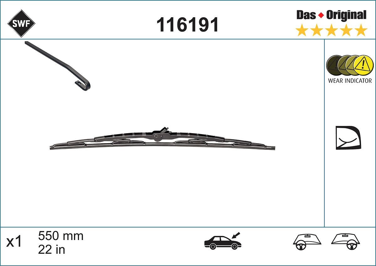Vinduesvisker SWF 116191 SWF Original 116191: Vinduesviskerblade Porsche 911 2008