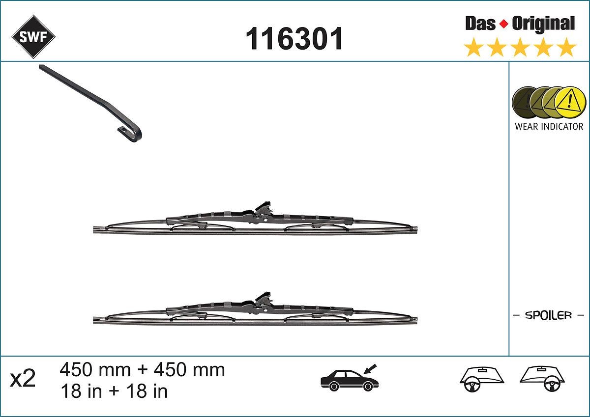 SWF Μάκτρο καθαριστήρα 116301 SWF Original 116301 Καθαρισμός τζαμιών KIA Besta Microbus