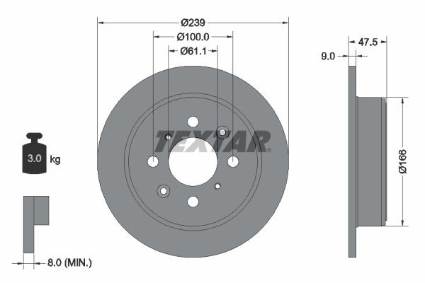 TEXTAR Disco freno 92077903 TEXTAR 92077903 Dischi freno sportivi Honda Jazz 2 originali prezzo