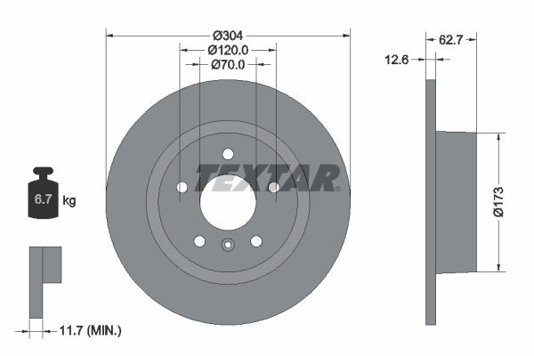 TEXTAR Bremsscheibe 92095203 TEXTAR 92095203 Bremsscheibe LAND ROVER Range Rover II (P38A) 4.6 4x4 213 PS 1995