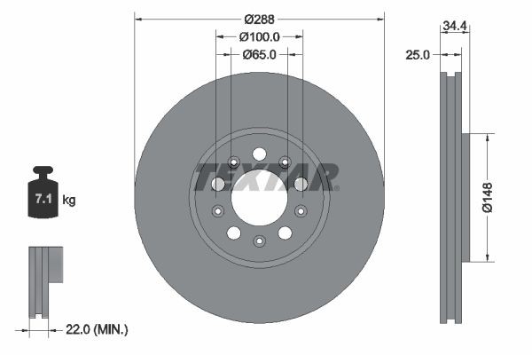 TEXTAR Bremseskive 92106605 Bremseskiver TEXTAR Skoda KODIAQ 92106605