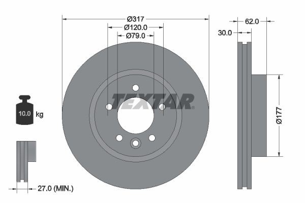 TEXTAR Bremseskive 92134505 Sportsbremseskiver TEXTAR LAND ROVER PRO+ 92134505