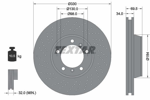TEXTAR Bremseskive 92149905 Sports bremseskiver TEXTAR Porsche 718 92149905