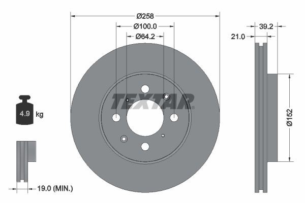 TEXTAR Disque de frein 92165903 Disque de frein sport TEXTAR CIVIC 92165903 pas cher