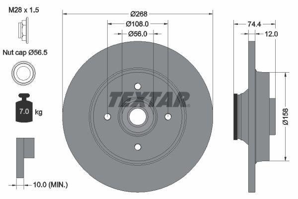 TEXTAR Brake disc 92168703 92168703 TEXTAR brake discs for PEUGEOT 208