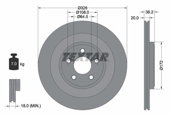 Bremseskive TEXTAR 92178005 TEXTAR PRO+ 92178005 Bremseskive JAGUAR XF 2008