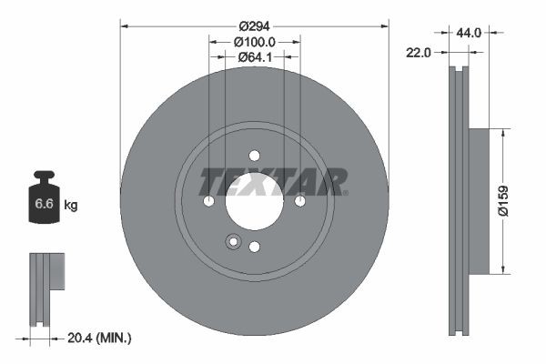 TEXTAR Remschijf 92183505 Mini Coupe Sportremschijven TEXTAR PRO+ 92183505
