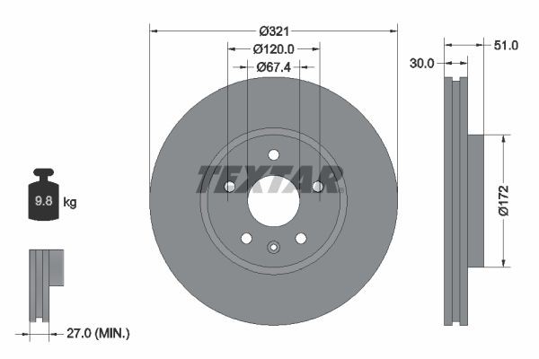 Disque de frein TEXTAR 92187005 TEXTAR PRO+ 92187005 Disques de frein CHEVROLET EQUINOX 2019