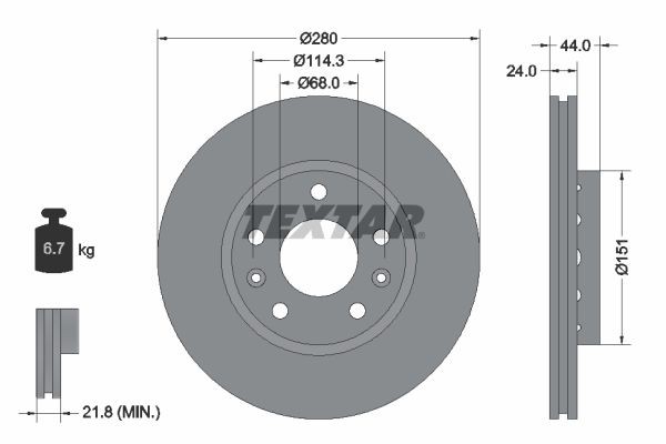 TEXTAR Bremseskive 92195505 92195505 PRO+ Sports bremseskiver NISSAN LEAF TEXTAR