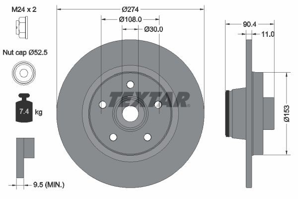 TEXTAR Bremseskive 92196203 TEXTAR 92196203 Bremseskive NV250 Minibuss (X61) pris