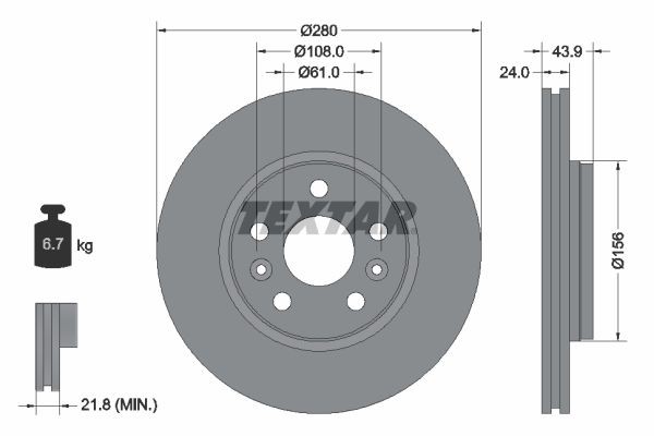 TEXTAR Brzdový kotouč 92202403 92202403 PRO Brzdové kotúče MERCEDES-BENZ 190 TEXTAR