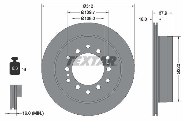 Remschijf TEXTAR 92231003 TEXTAR PRO 92231003: Remschijven set Toyota 4 RUNNER 2018