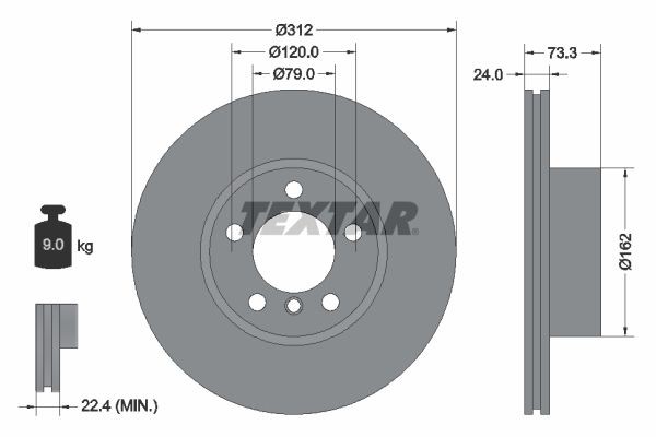 TEXTAR Bremžu diski 92261805 92261805 PRO+ Diski BMW X1 TEXTAR