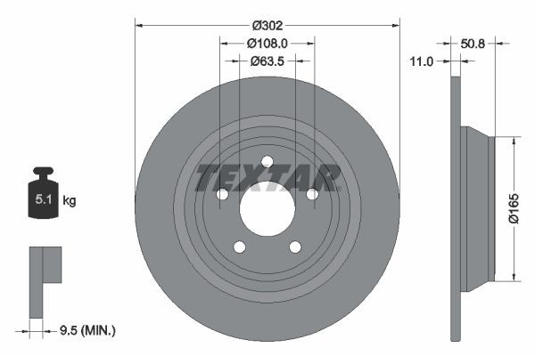 TEXTAR Bromsskiva 92268703 TEXTAR 92268703 Bromsskivor sport Mondeo Mk5 Hatchback (CE) original