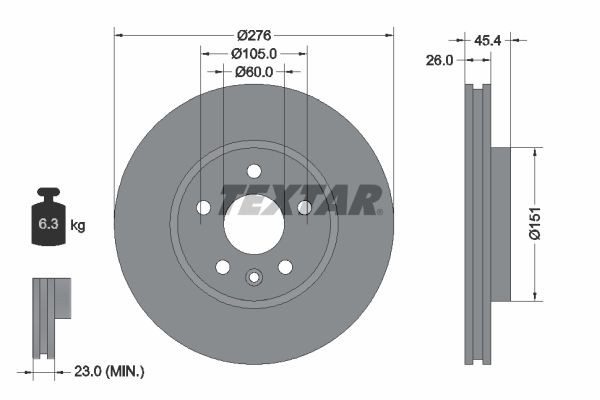 TEXTAR Disco de travão 92277103 Discos de travão TEXTAR Chevrolet HHR PRO 92277103