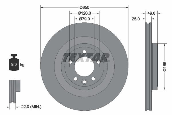 TEXTAR Bremseskive 92278403 Sportsbremseskiver LAND ROVER TEXTAR PRO 92278403