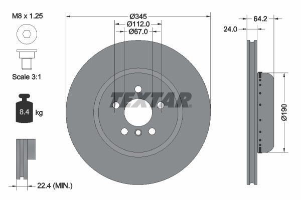 TEXTAR Disque de frein 92288625 TEXTAR 92288625 Disque de frein BMW 7 (G70) 740 i, Li Mild-Hybrid 381 CV 2023
