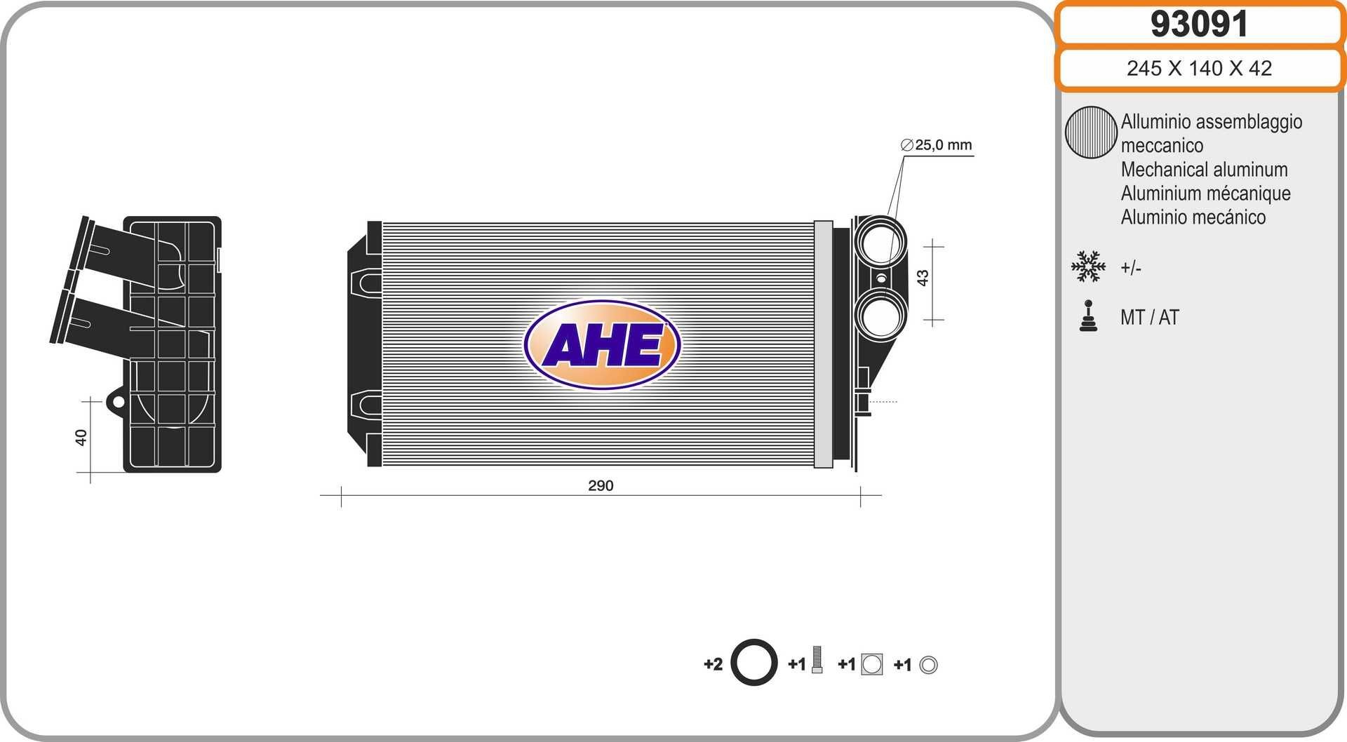 AHE Wärmetauscher 93091 Wärmetauscher Innenraumheizung AHE Mitsubishi PAJERO 93091