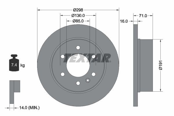 TEXTAR Bremseskive 93143303 93143303 PRO Skiver VW POLO TEXTAR