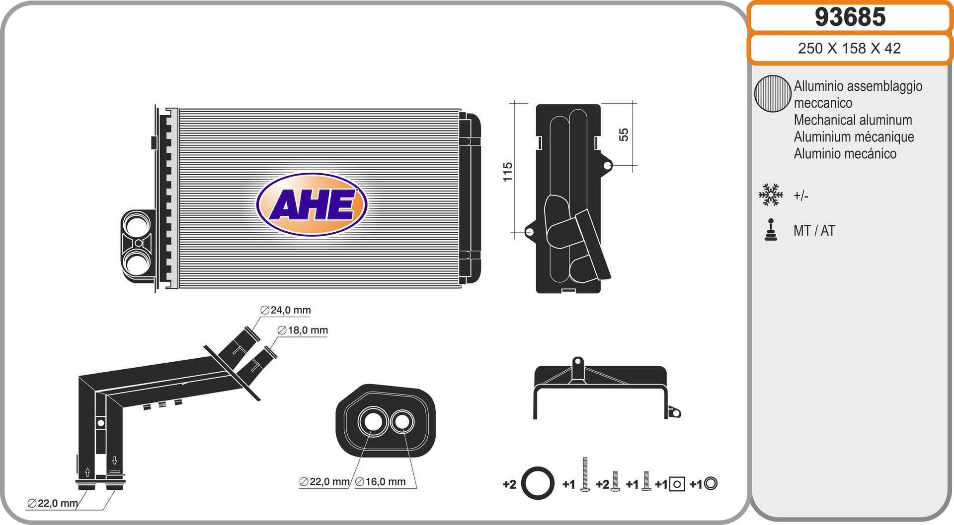 AHE Radiateur de chauffage 93685 Chevrolet CAPTIVA Radiateur de chauffage AHE 93685