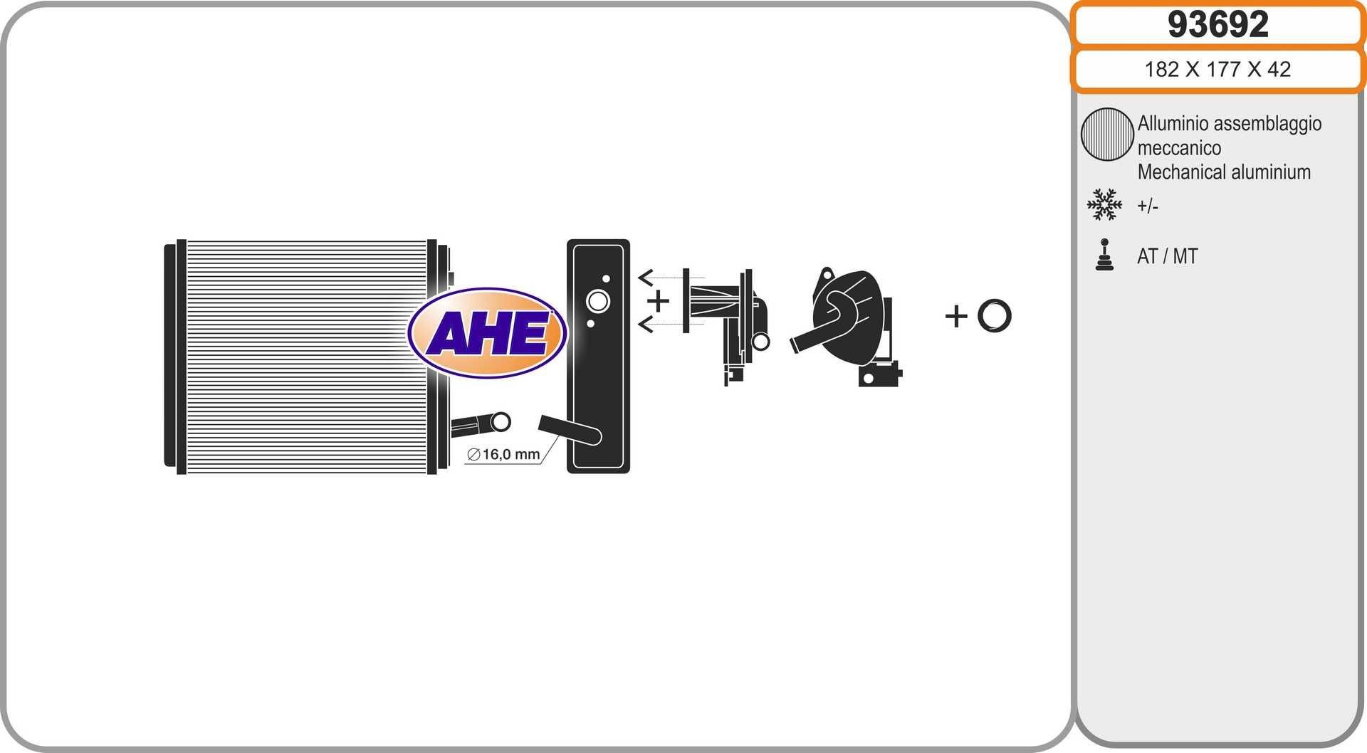 AHE Radiateur de chauffage 93692 93692 Radiateur de chauffage FIAT DUCATO AHE