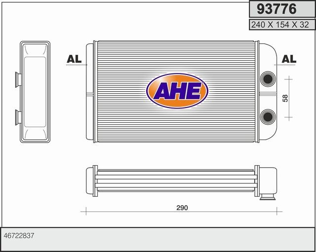 AHE Scambiatore calore per riscaldamento abitacolo 93776 93776 Radiatore riscaldamento AHE FORD MONDEO costo