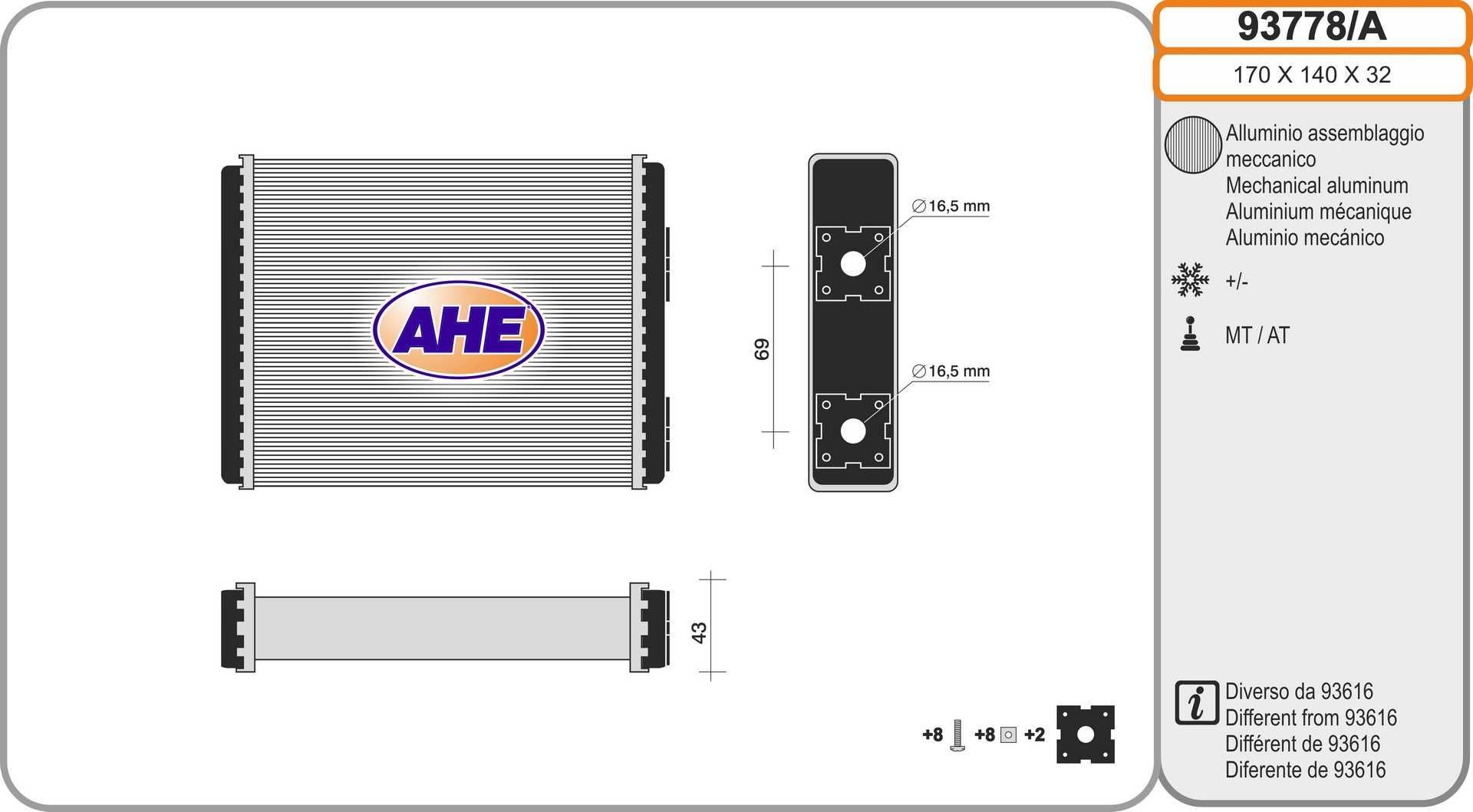 AHE Wärmetauscher 93778/A Wärmetauscher Innenraumheizung AHE PAJERO 93778/A günstig