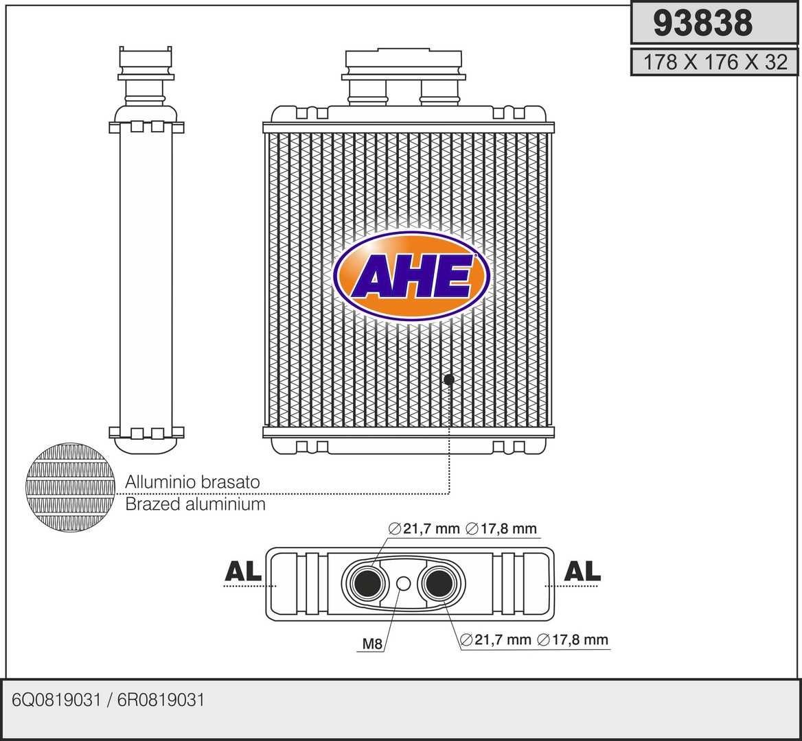 AHE Kachelradiateur, interieurverwarming 93838 AHE 93838 Voorverwarmer interieurverwarming VW Polo 9A4 goedkoop