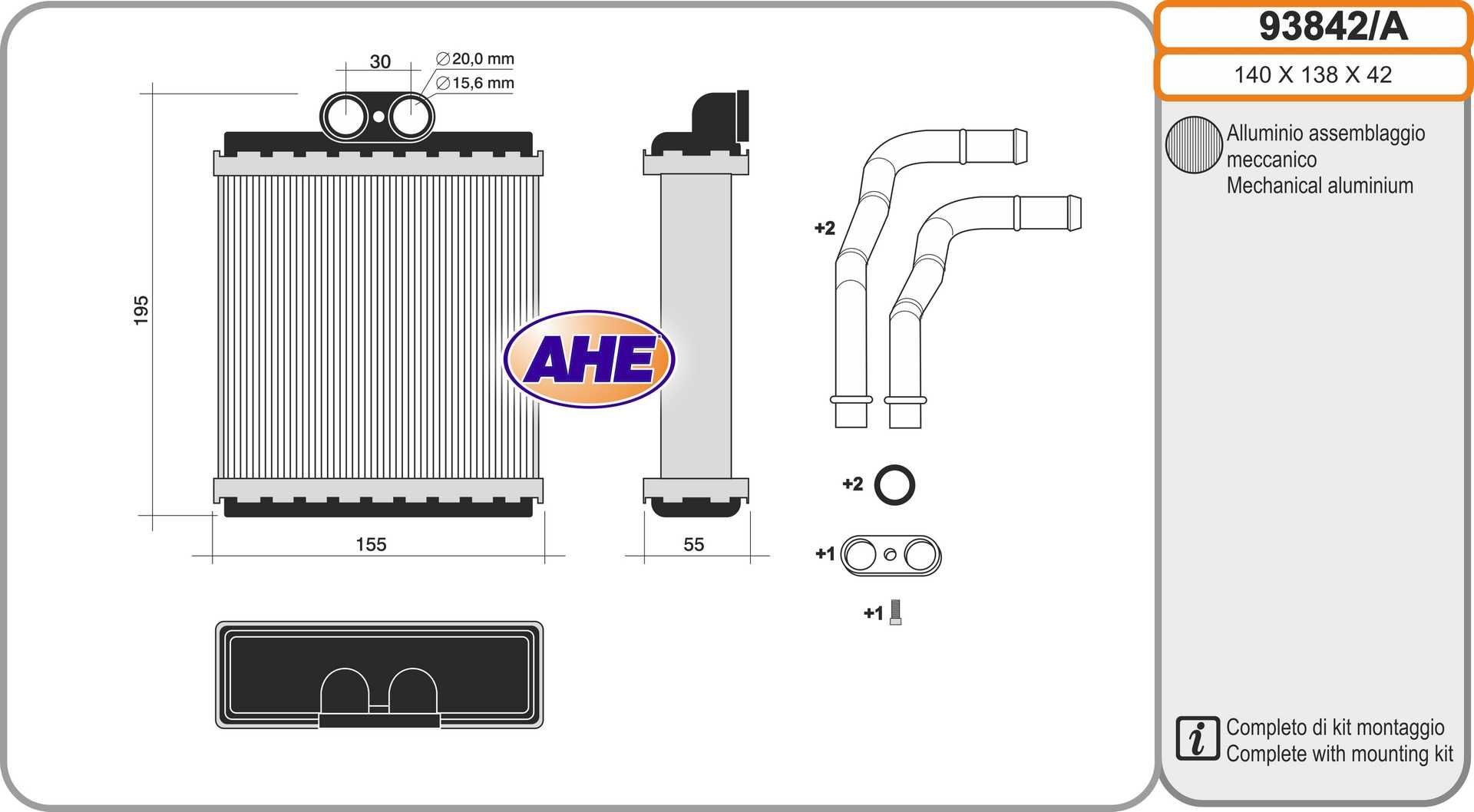 AHE Scambiatore calore per riscaldamento abitacolo 93842/A AHE 93842/A Radiatore riscaldamento Suzuki SJ Cabrio originale prezzo