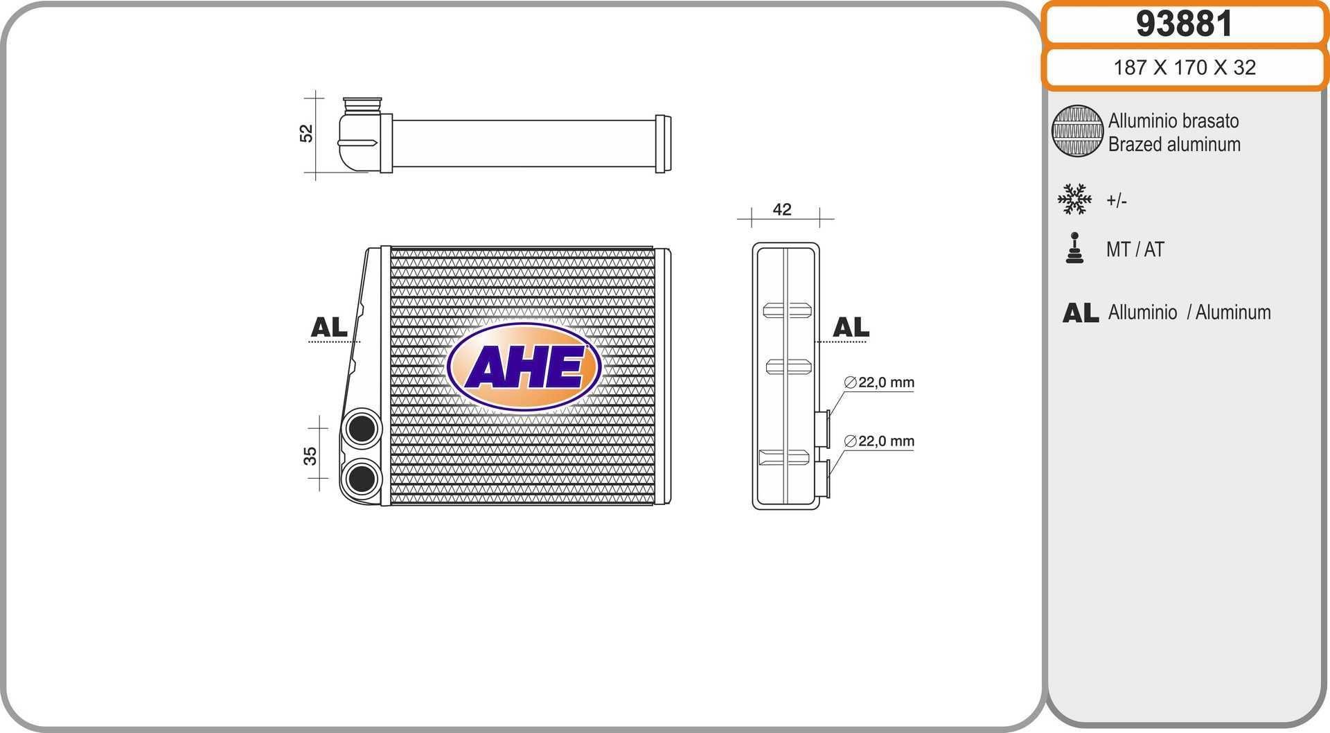 AHE Kachelradiateur, interieurverwarming 93881 AHE 93881 Voorverwarmer interieurverwarming Audi Q3 8u goedkoop