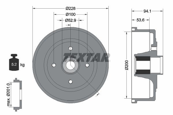 TEXTAR Bremstrommel 94041100 Trommelbremse TEXTAR KADETT 94041100 günstig