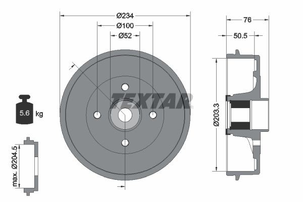 TEXTAR Remtrommel 94042400 94042400 Remtrommel NISSAN SUNNY TEXTAR