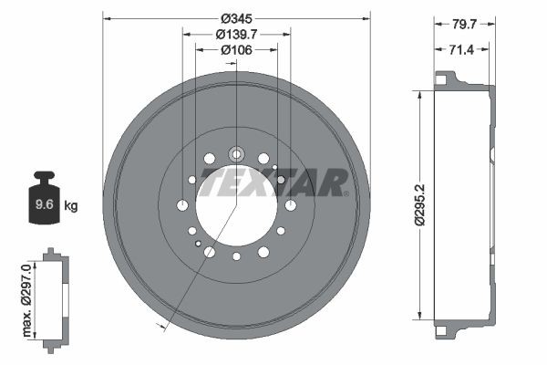TEXTAR Piduritrummel 94043400 Piduritrummel TEXTAR Toyota VERSO 94043400