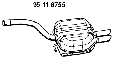 EBERSPÄCHER Panela de escape traseira 95 11 8755 Silenciador traseiro VW EBERSPÄCHER 95 11 8755