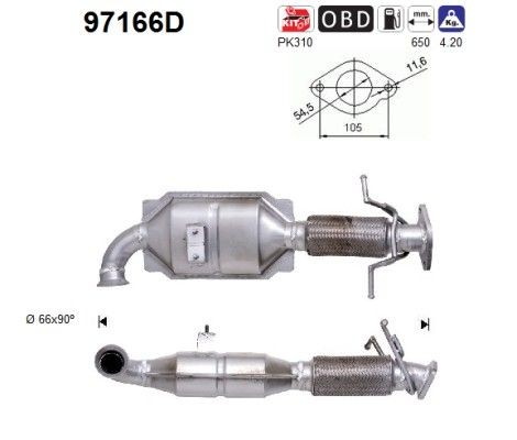 Catalyseur AS 97166D AS 97166D Pot catalytique Volvo C70 2010