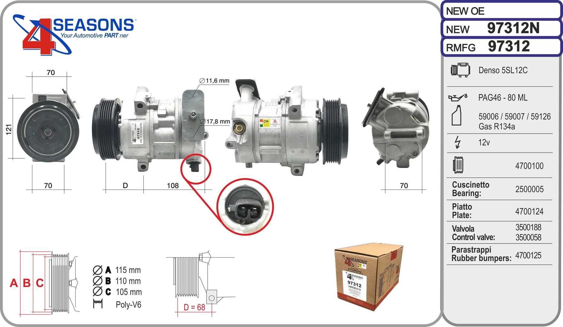 Compressore aria condizionata AHE 97312 AHE 97312 Compressore clima Suzuki WAGON R+ 2011