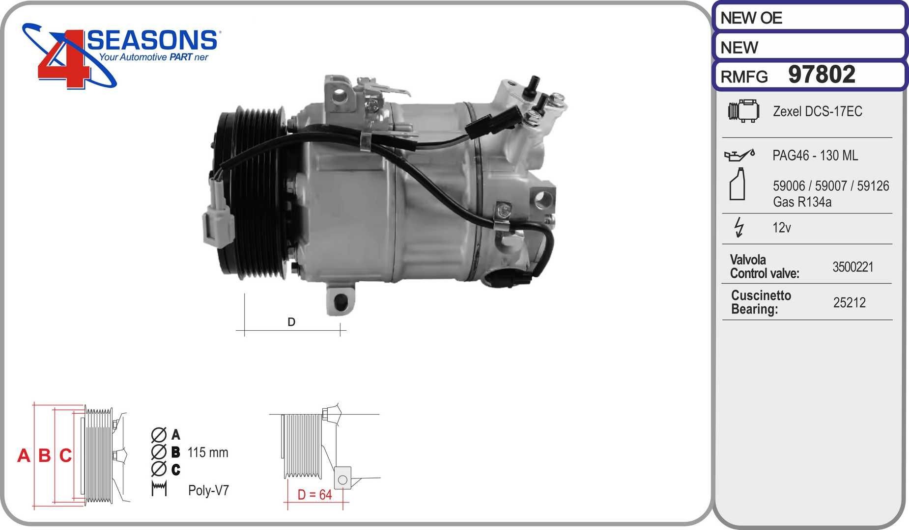 AHE AC-kompressor 97802 Aircondition pumpe AHE Renault TRAFIC 97802