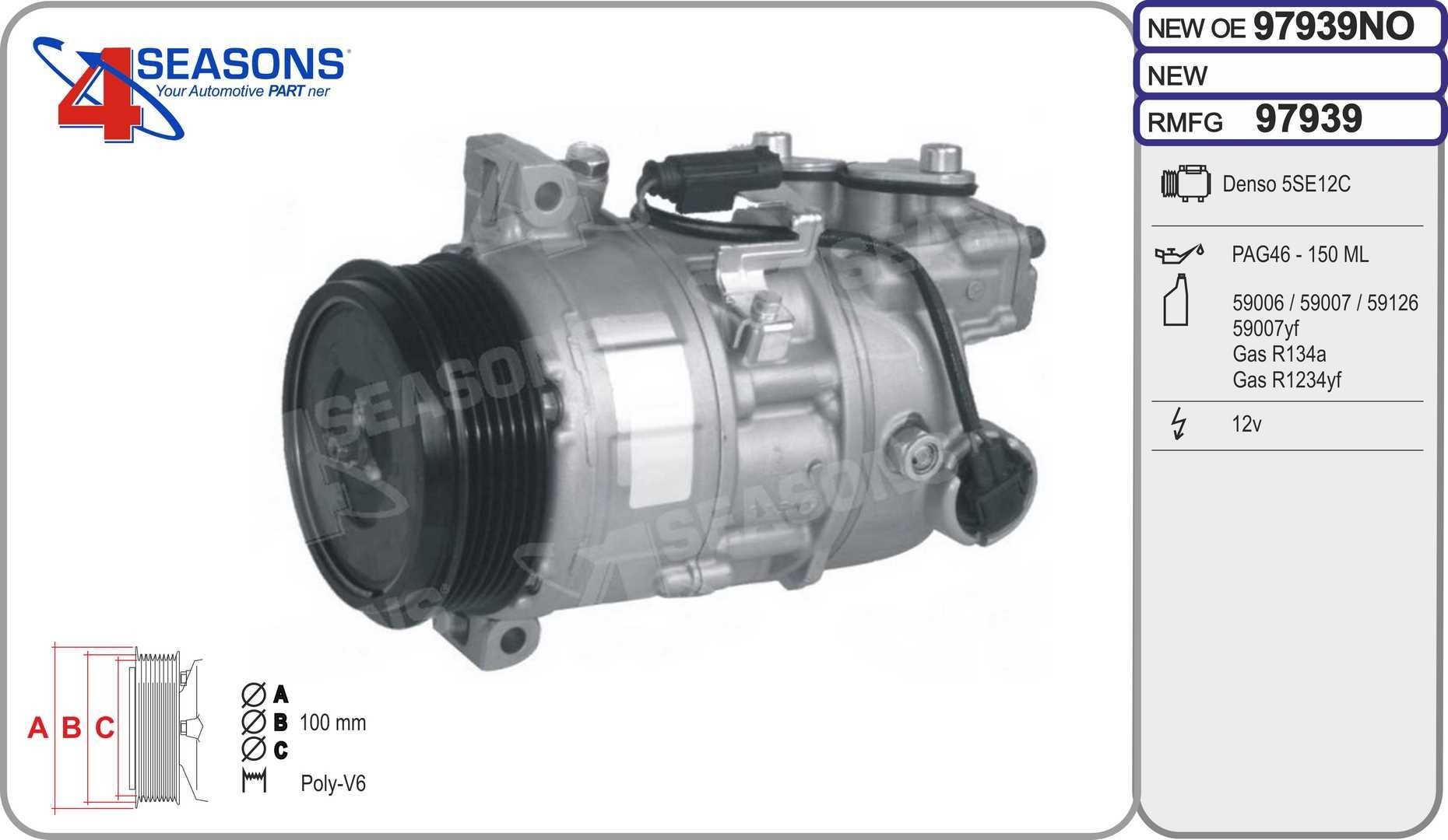 AHE AC-kompressor 97939 Aircondition pumpe AHE X6 97939 billige