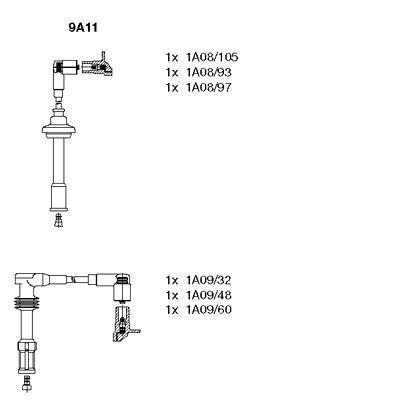 BREMI Tennplugg kabelsett 9A11 9A11 Pluggledninger ALFA ROMEO 155 BREMI