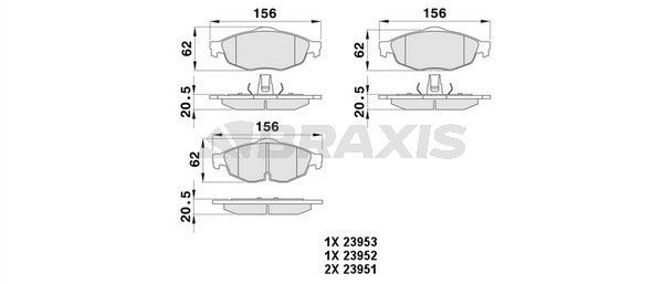 BRAXIS Bromsbelägg AA0384 CHRYSLER bromsbelägg sport BRAXIS AA0384