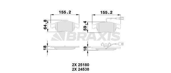 BRAXIS Kit pastiglie freni AA0507 AA0507 Pastiglie freno sportive BRAXIS Alfa Romeo